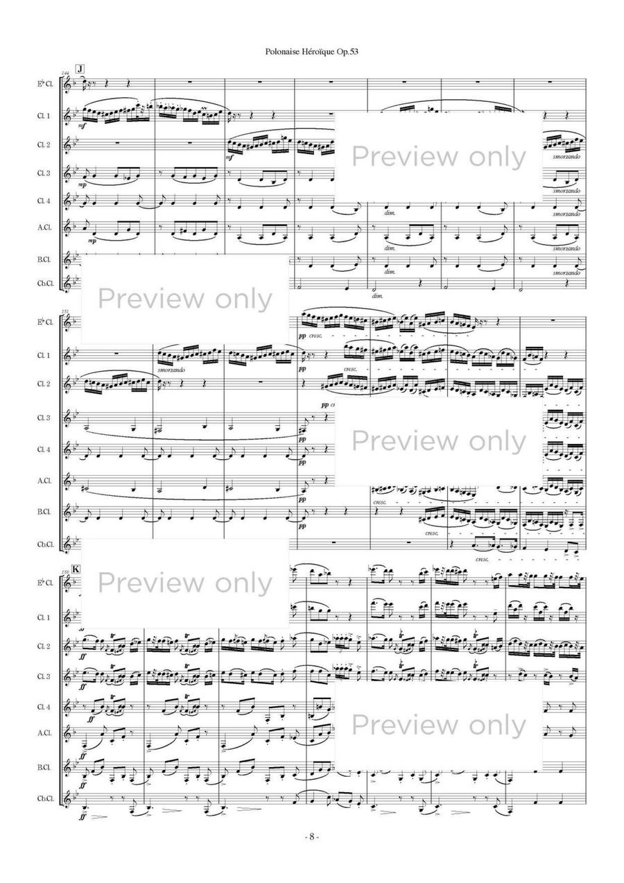 Polonaise Heroique Op. 53 - Clarinet Octet Clarinet Quartet scores gallery preview page 9