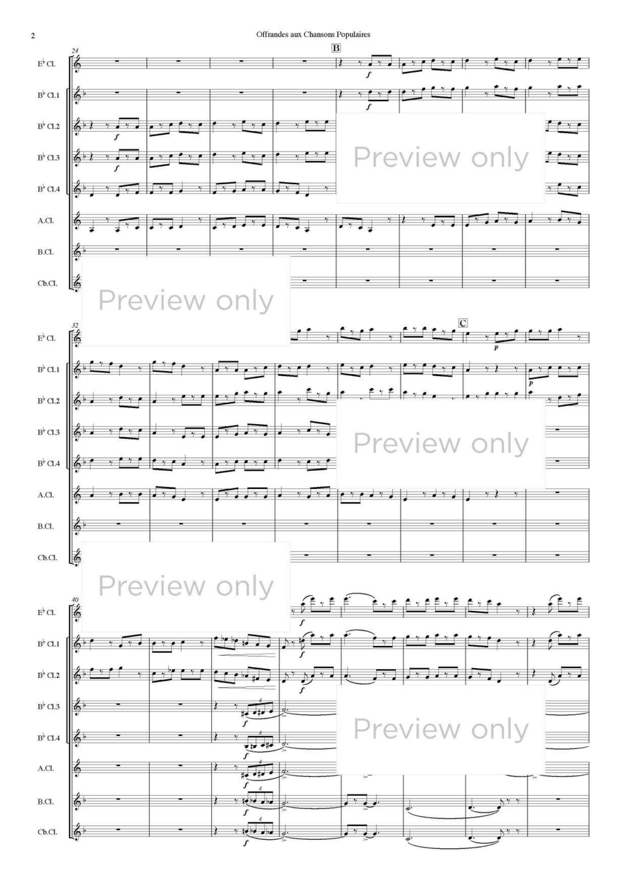 Offrandes aux Chansons Populaires - Clarinet Octet Clarinet Quartet scores gallery preview page 3