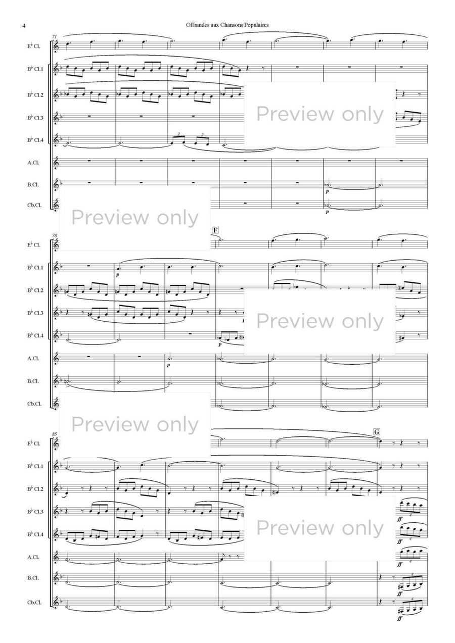 Offrandes aux Chansons Populaires - Clarinet Octet Clarinet Quartet scores gallery preview page 5