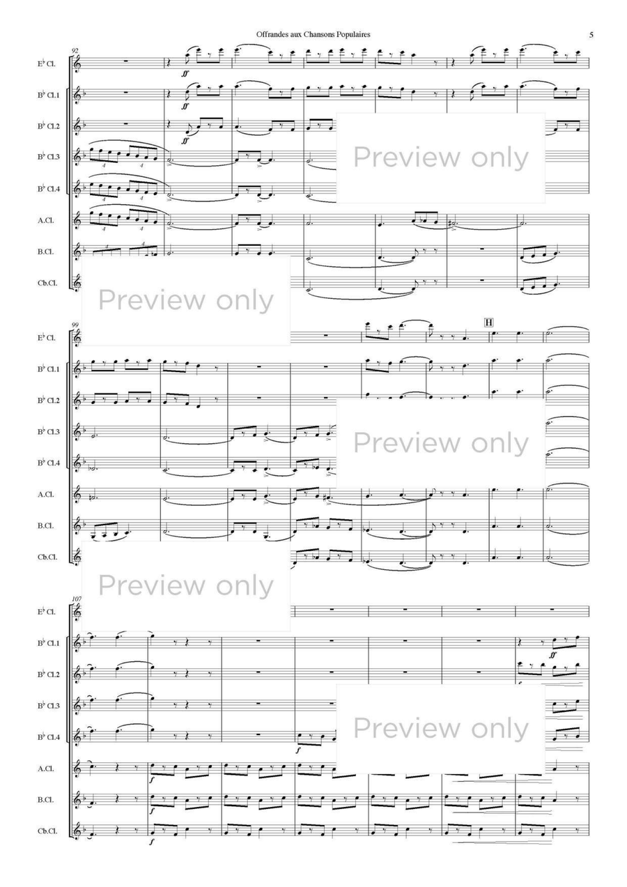 Offrandes aux Chansons Populaires - Clarinet Octet Clarinet Quartet scores gallery preview page 6