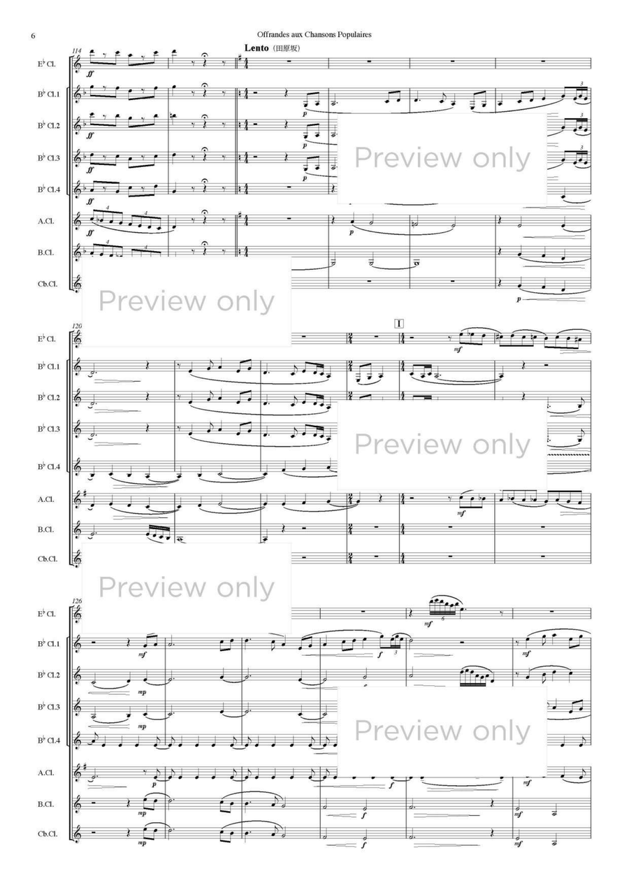 Offrandes aux Chansons Populaires - Clarinet Octet Clarinet Quartet scores gallery preview page 7