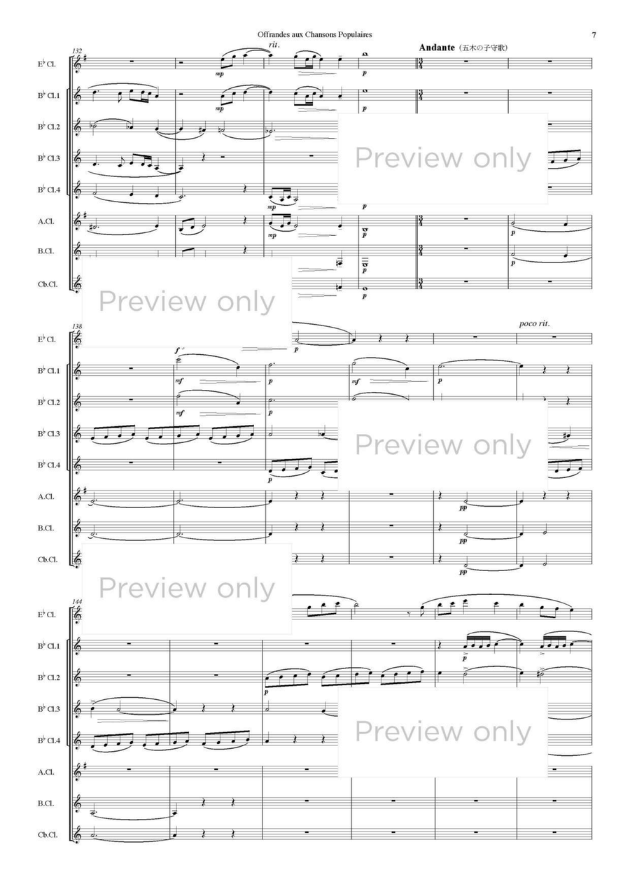 Offrandes aux Chansons Populaires - Clarinet Octet Clarinet Quartet scores gallery preview page 8