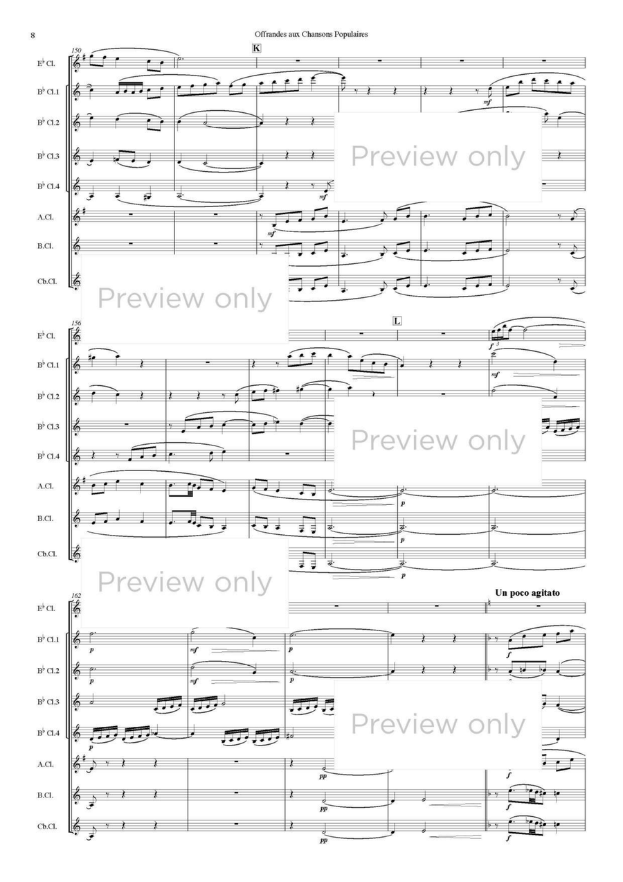 Offrandes aux Chansons Populaires - Clarinet Octet Clarinet Quartet scores gallery preview page 9