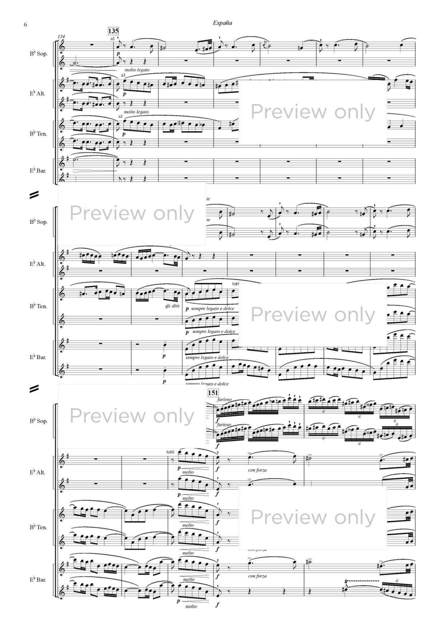 Espana - Saxophone Choir Espana - Saxophone Choir Tenor Saxophone scores gallery preview page 7