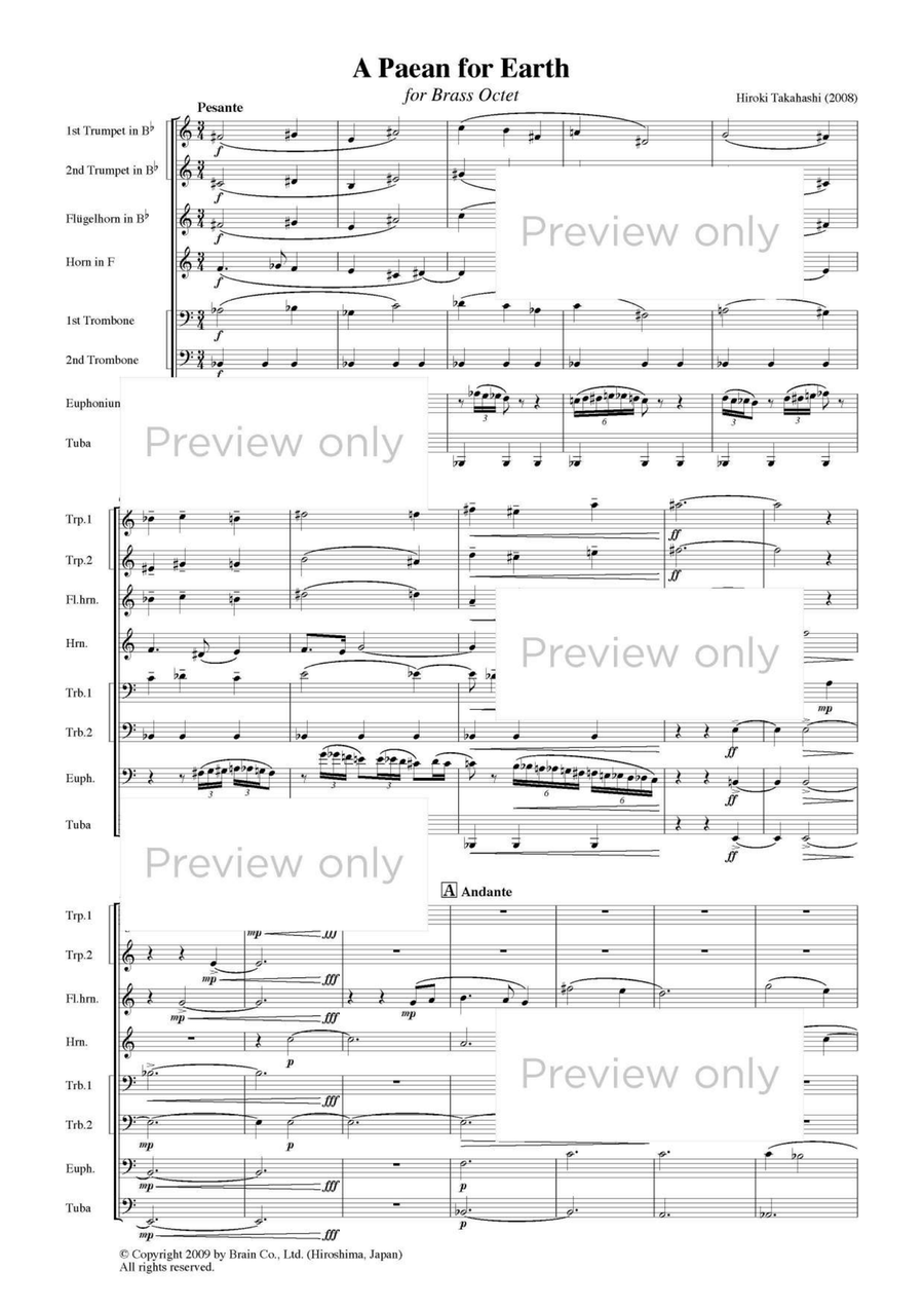 A Paean for Earth - Brass Octet Euphonium scores gallery preview page 2