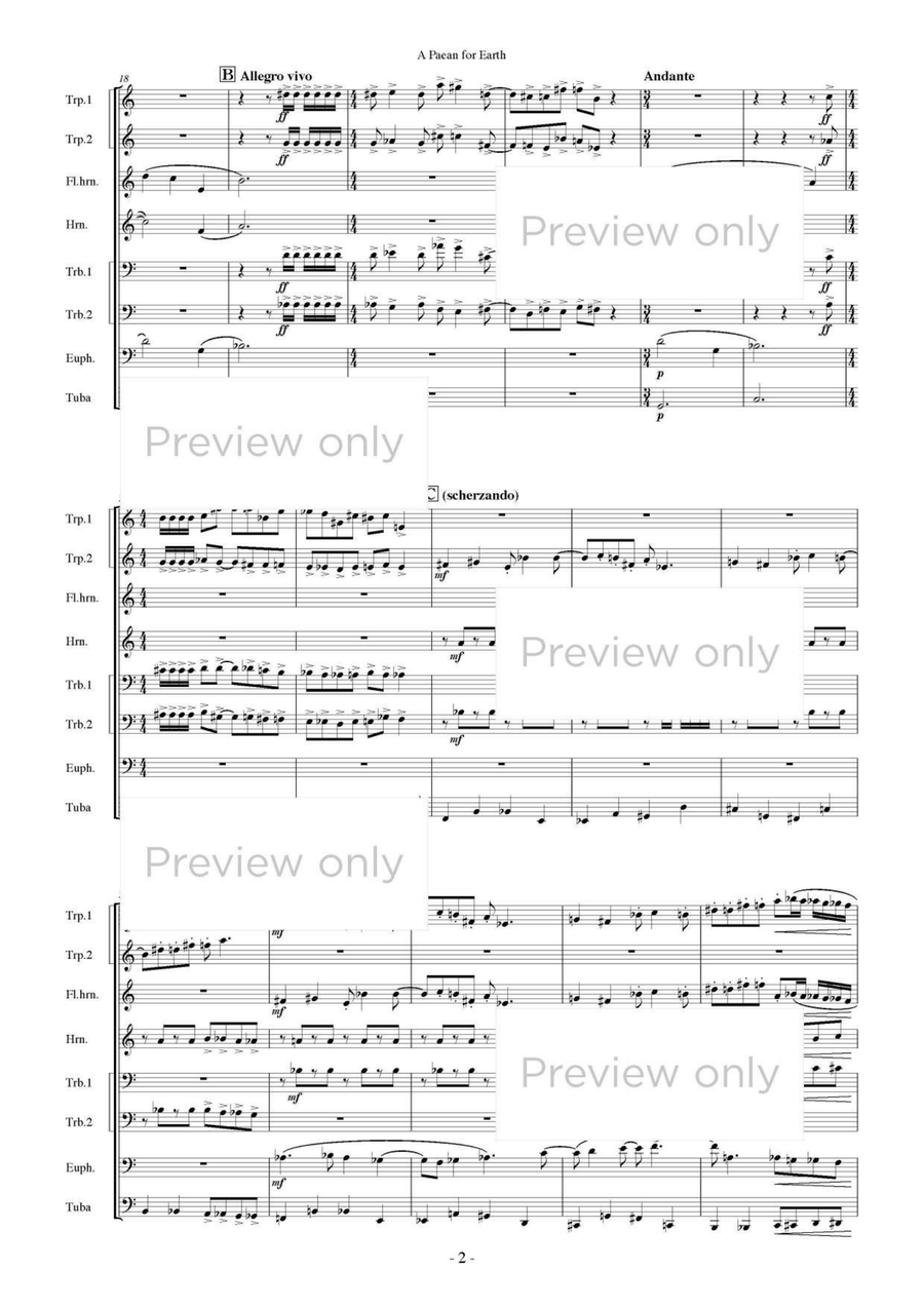 A Paean for Earth - Brass Octet Euphonium scores gallery preview page 3