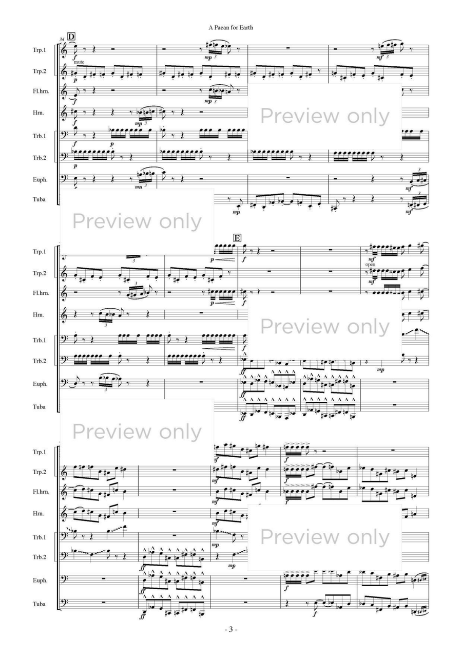 A Paean for Earth - Brass Octet Euphonium scores gallery preview page 4