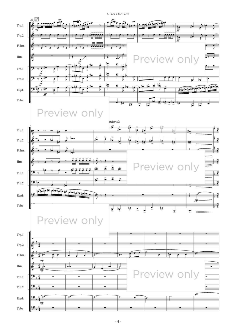 A Paean for Earth - Brass Octet Euphonium scores gallery preview page 5