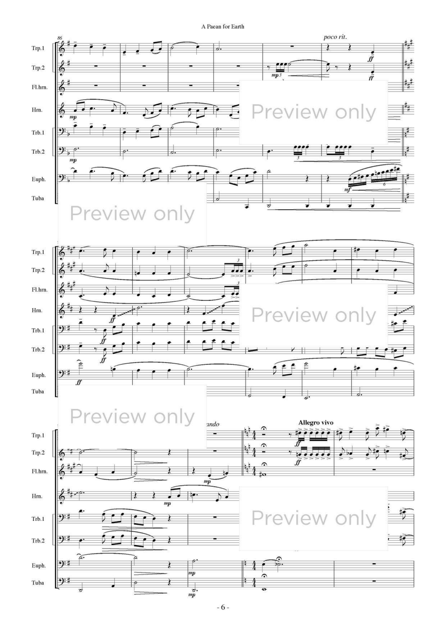 A Paean for Earth - Brass Octet Euphonium scores gallery preview page 7
