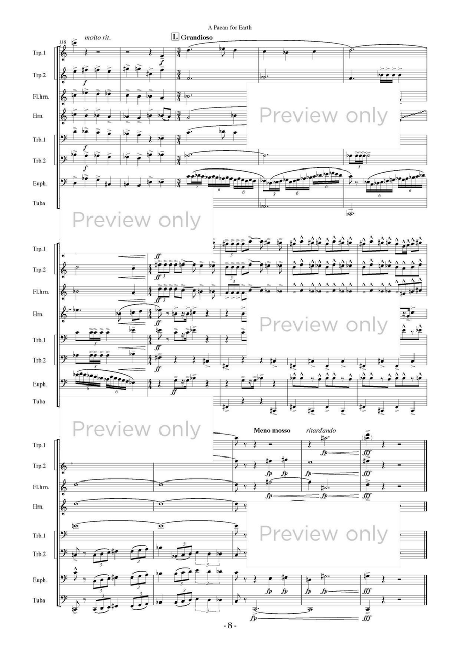 A Paean for Earth - Brass Octet Euphonium scores gallery preview page 9