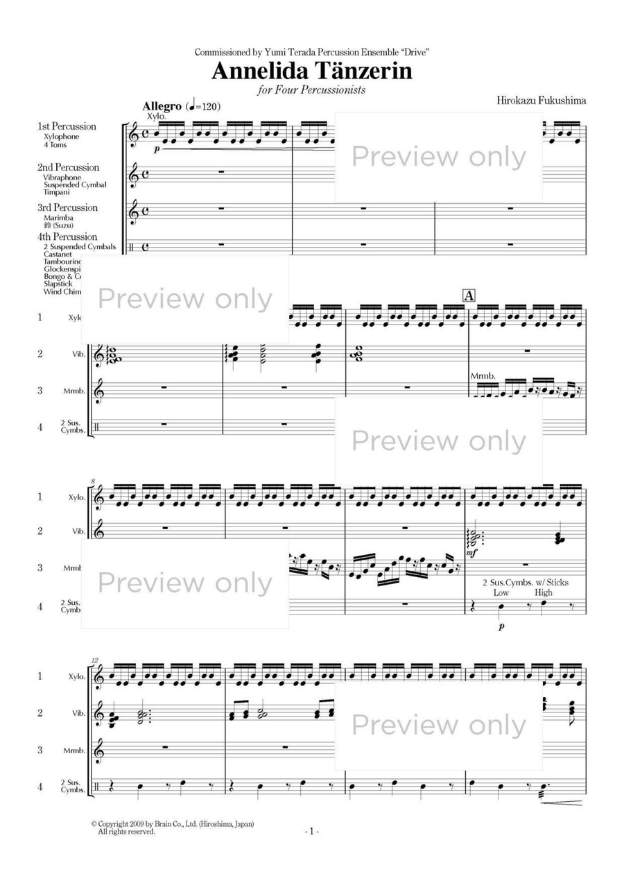 Annelida Tänzerin - Percussion Quartet Glockenspiel scores gallery preview page 2