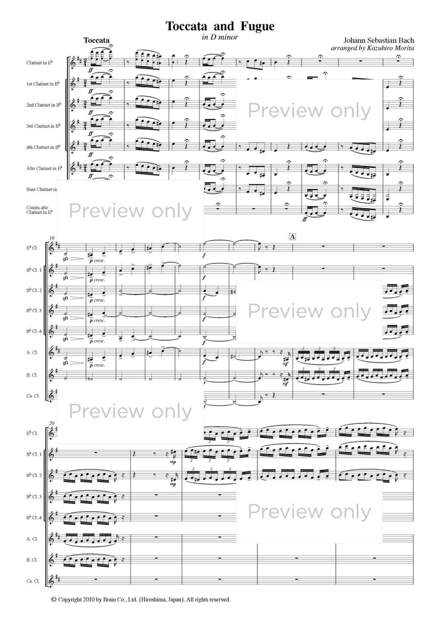 Toccata and Fugue in D minor - Clarinet Octet Clarinet Quartet scores gallery preview page 2