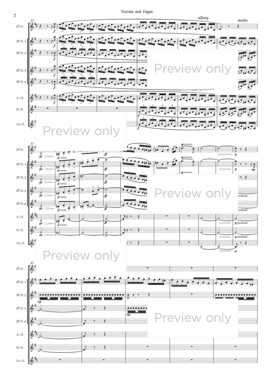 Toccata and Fugue in D minor - Clarinet Octet Clarinet Quartet scores gallery preview page 3