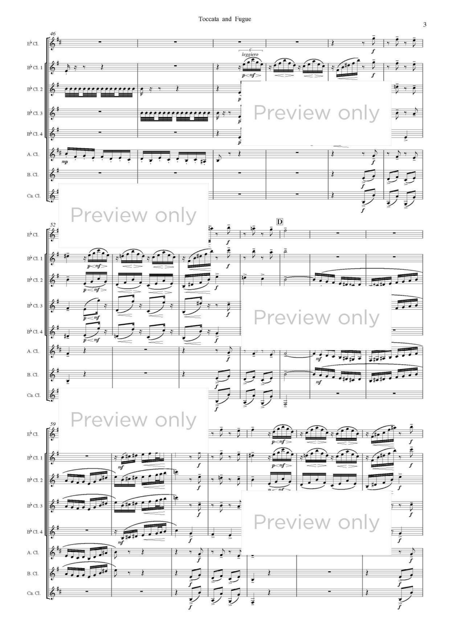 Toccata and Fugue in D minor - Clarinet Octet Clarinet Quartet scores gallery preview page 4