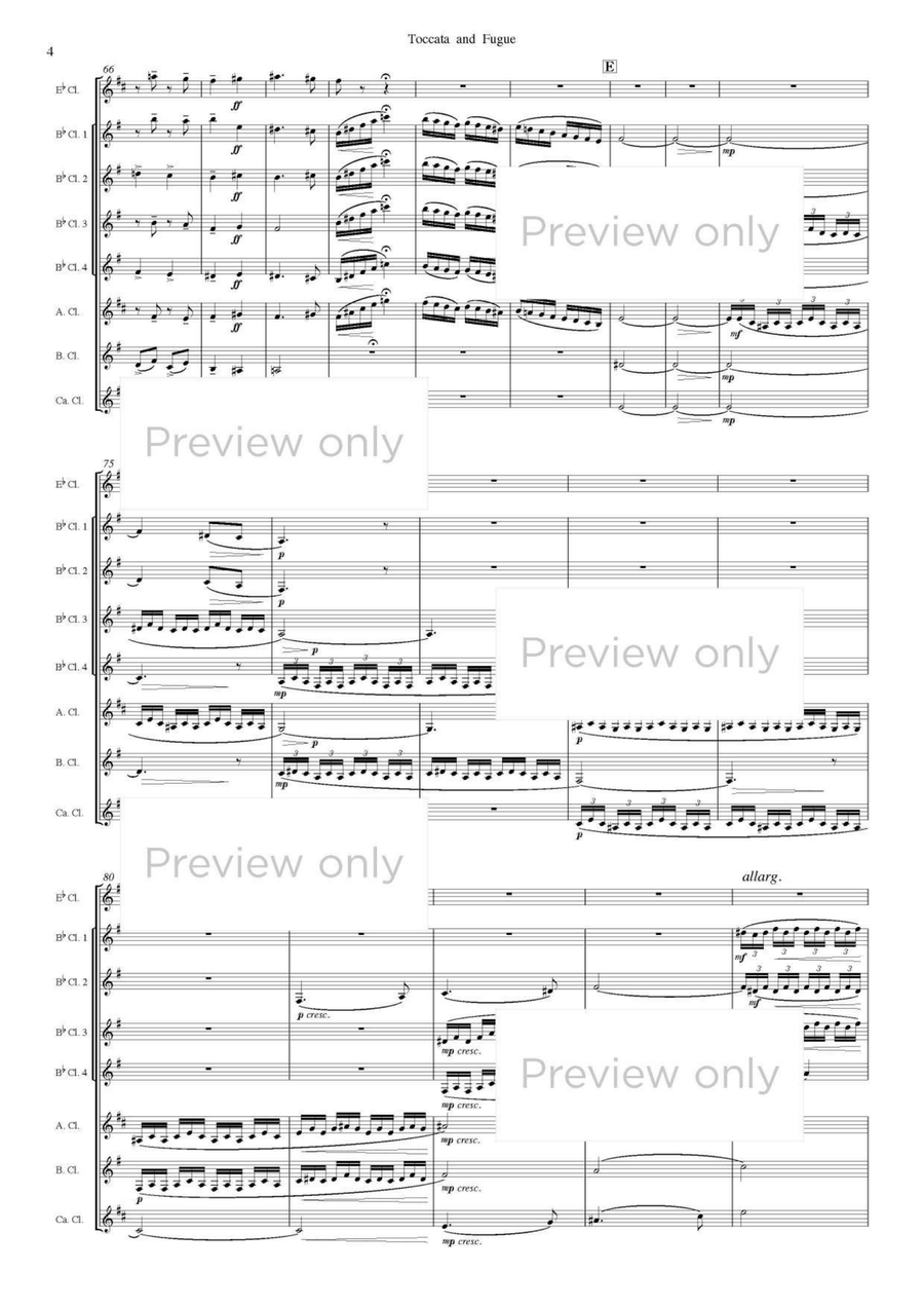 Toccata and Fugue in D minor - Clarinet Octet Clarinet Quartet scores gallery preview page 5
