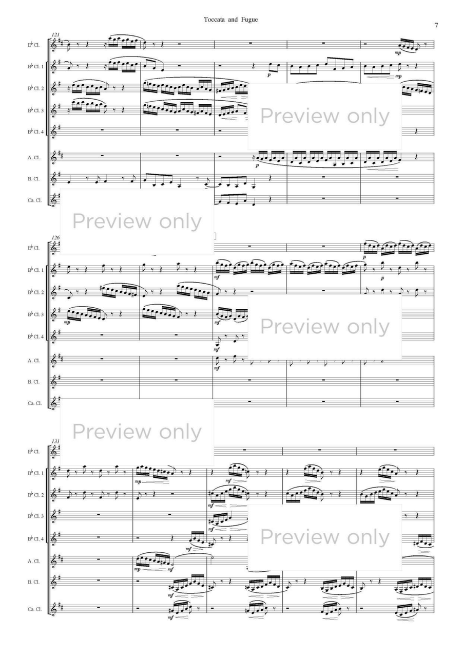 Toccata and Fugue in D minor - Clarinet Octet Clarinet Quartet scores gallery preview page 8
