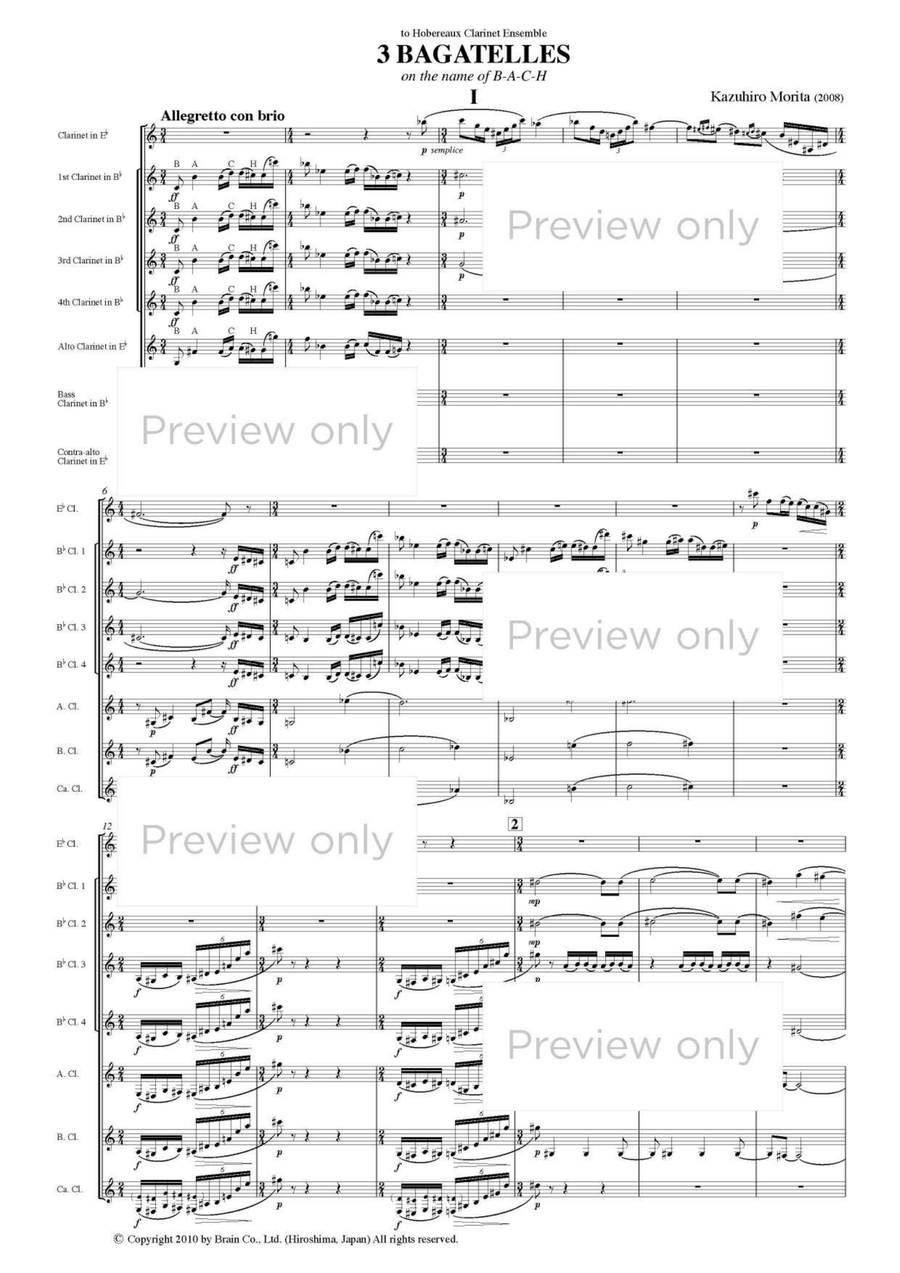 3 Bagatelles on the name of B-A-C-H - Clarinet Octet Clarinet Quartet scores gallery preview page 2