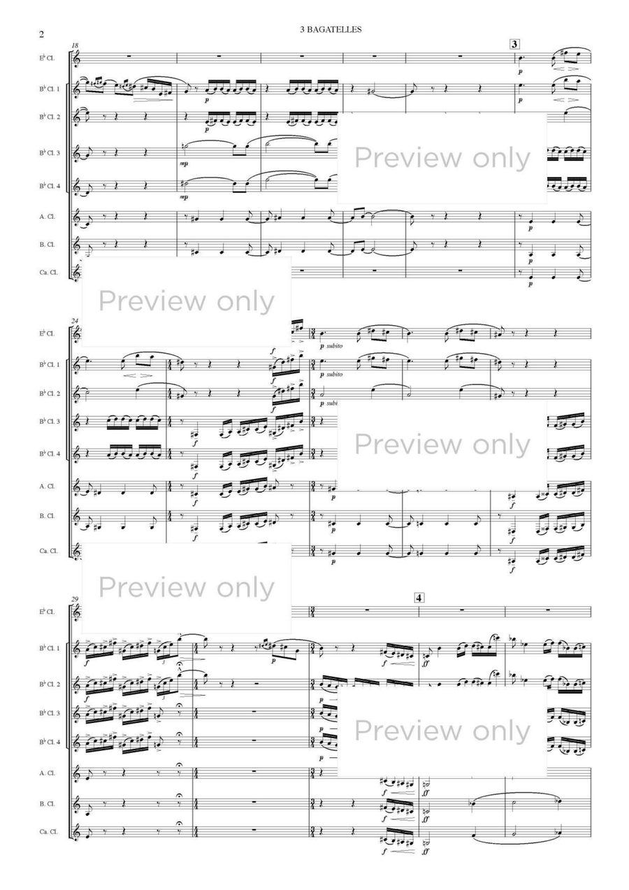 3 Bagatelles on the name of B-A-C-H - Clarinet Octet Clarinet Quartet scores gallery preview page 3