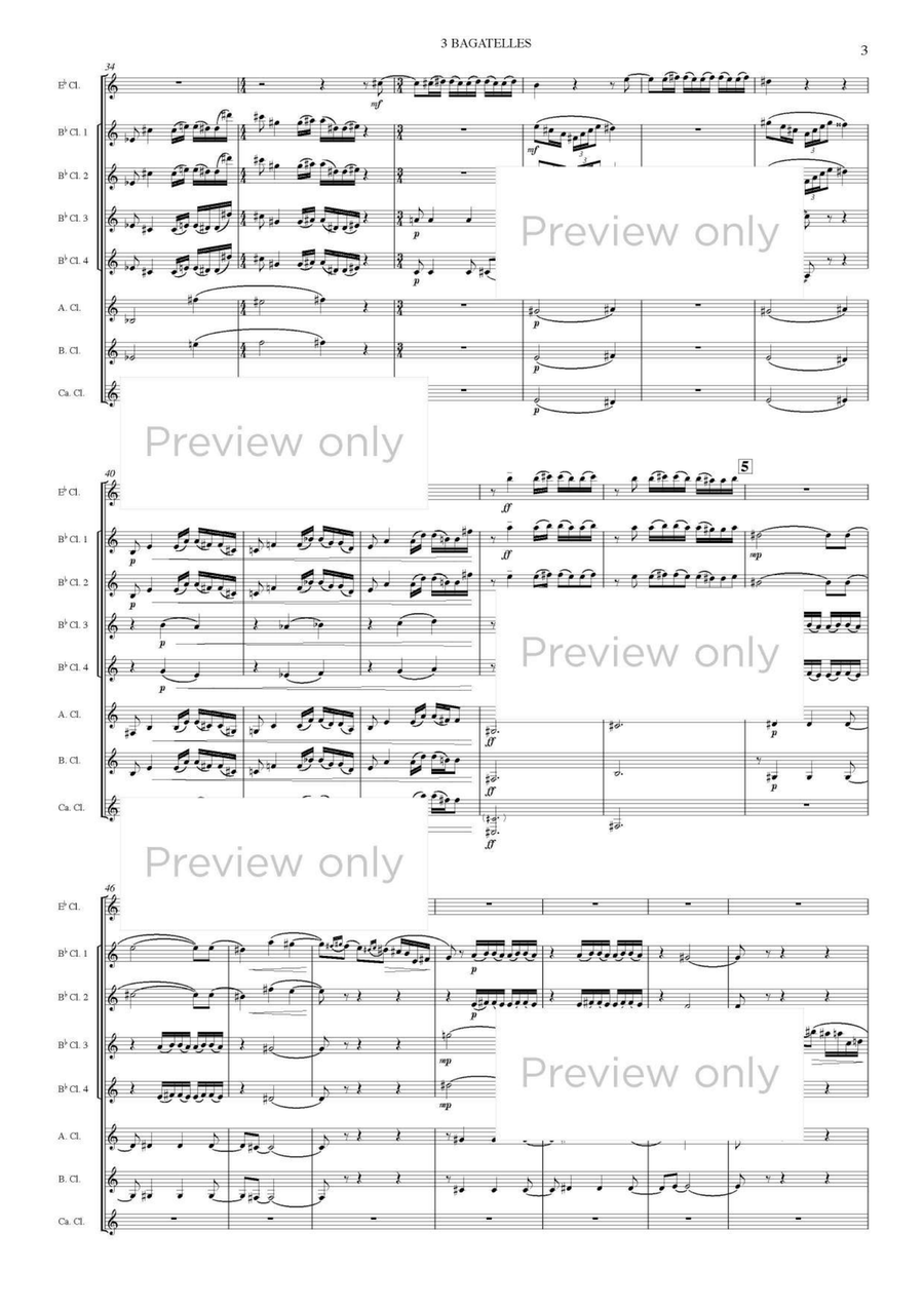 3 Bagatelles on the name of B-A-C-H - Clarinet Octet Clarinet Quartet scores gallery preview page 4