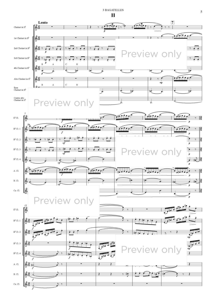 3 Bagatelles on the name of B-A-C-H - Clarinet Octet Clarinet Quartet scores gallery preview page 6