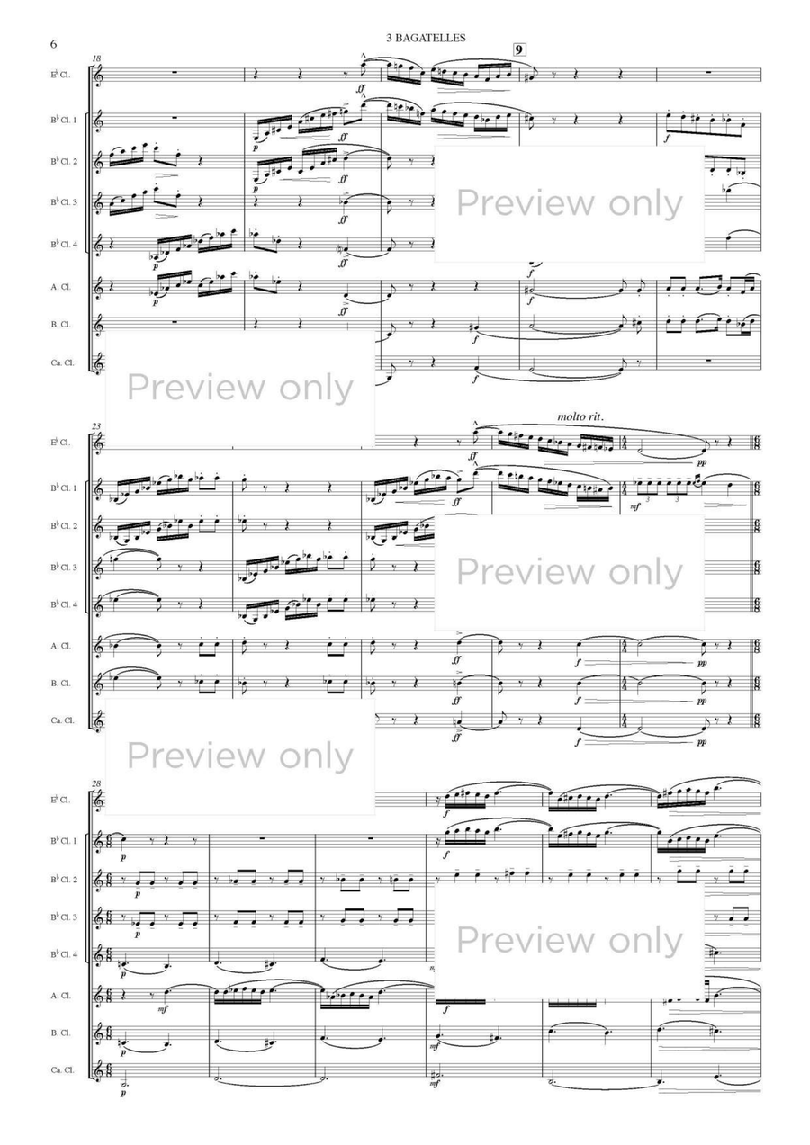 3 Bagatelles on the name of B-A-C-H - Clarinet Octet Clarinet Quartet scores gallery preview page 7