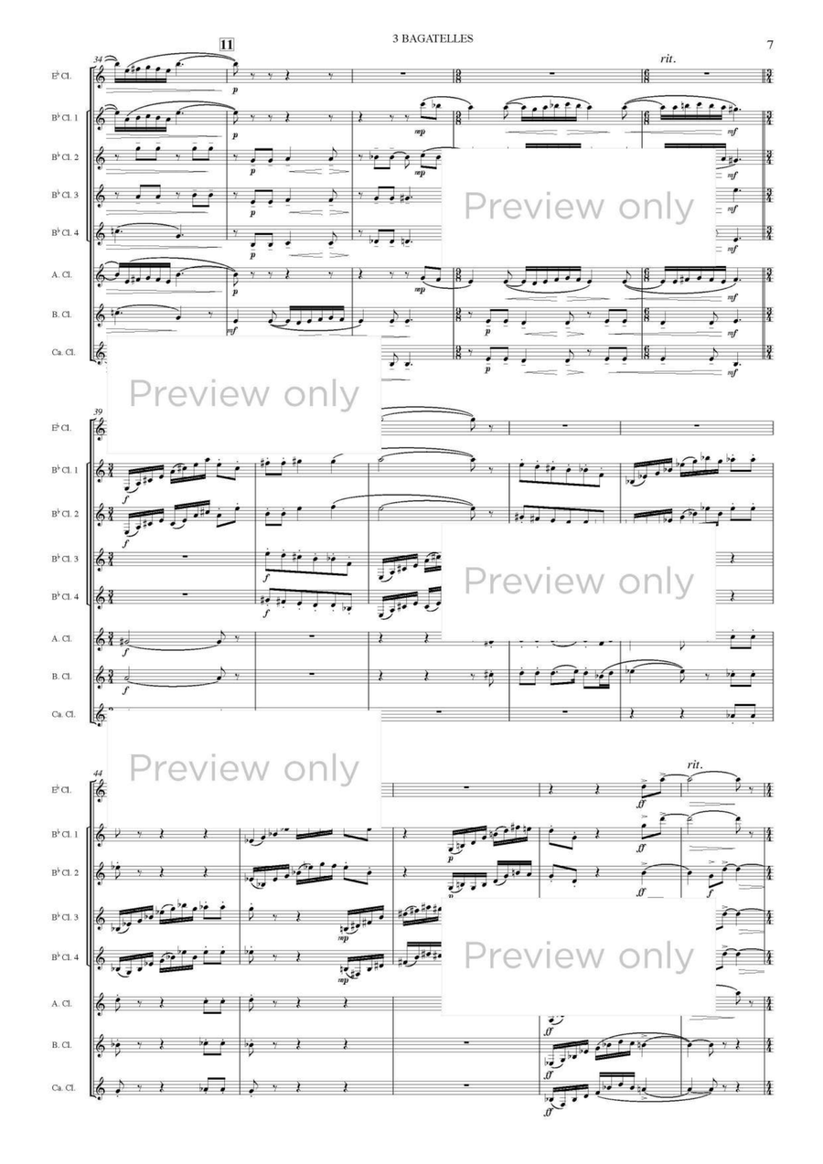 3 Bagatelles on the name of B-A-C-H - Clarinet Octet Clarinet Quartet scores gallery preview page 8