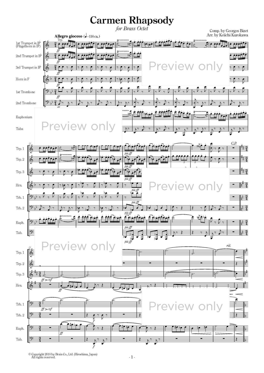 Carmen Rhapsody - Brass Octet Euphonium scores gallery preview page 2