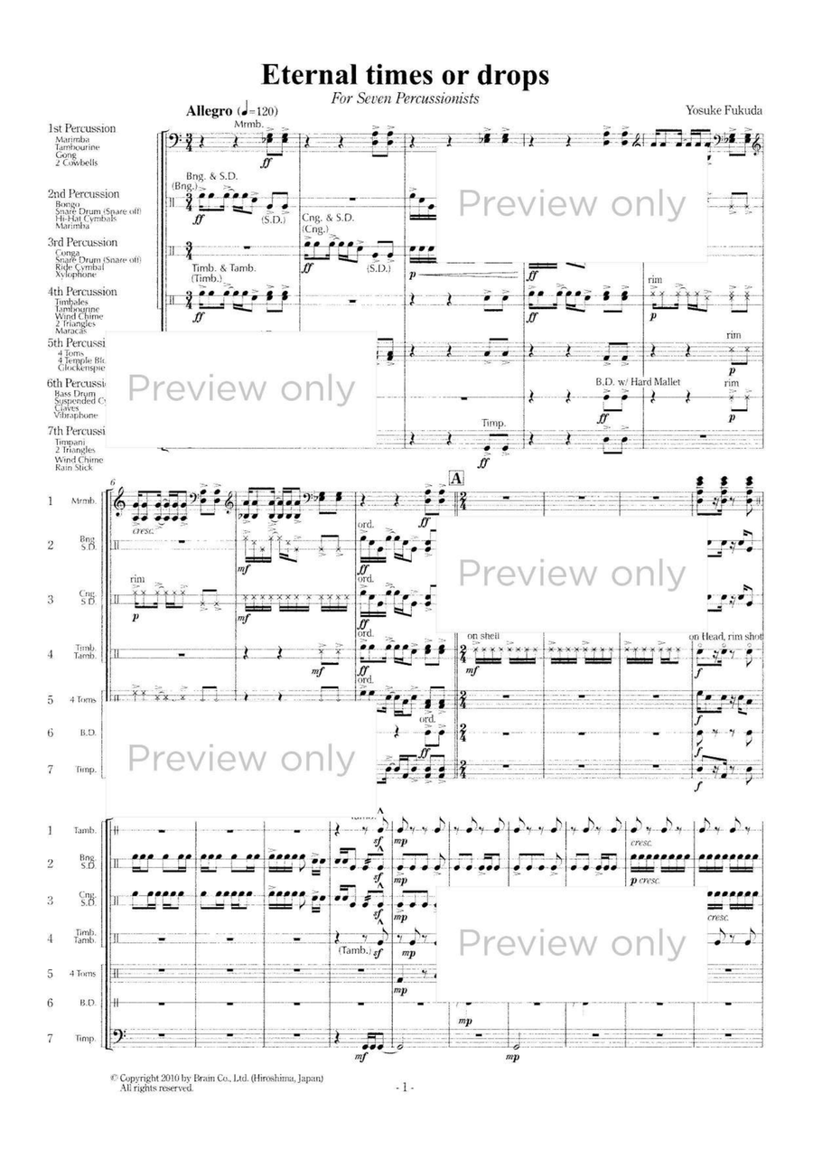 Eternal Times or Drops - Percussion Septet Chamber Music scores gallery preview page 2