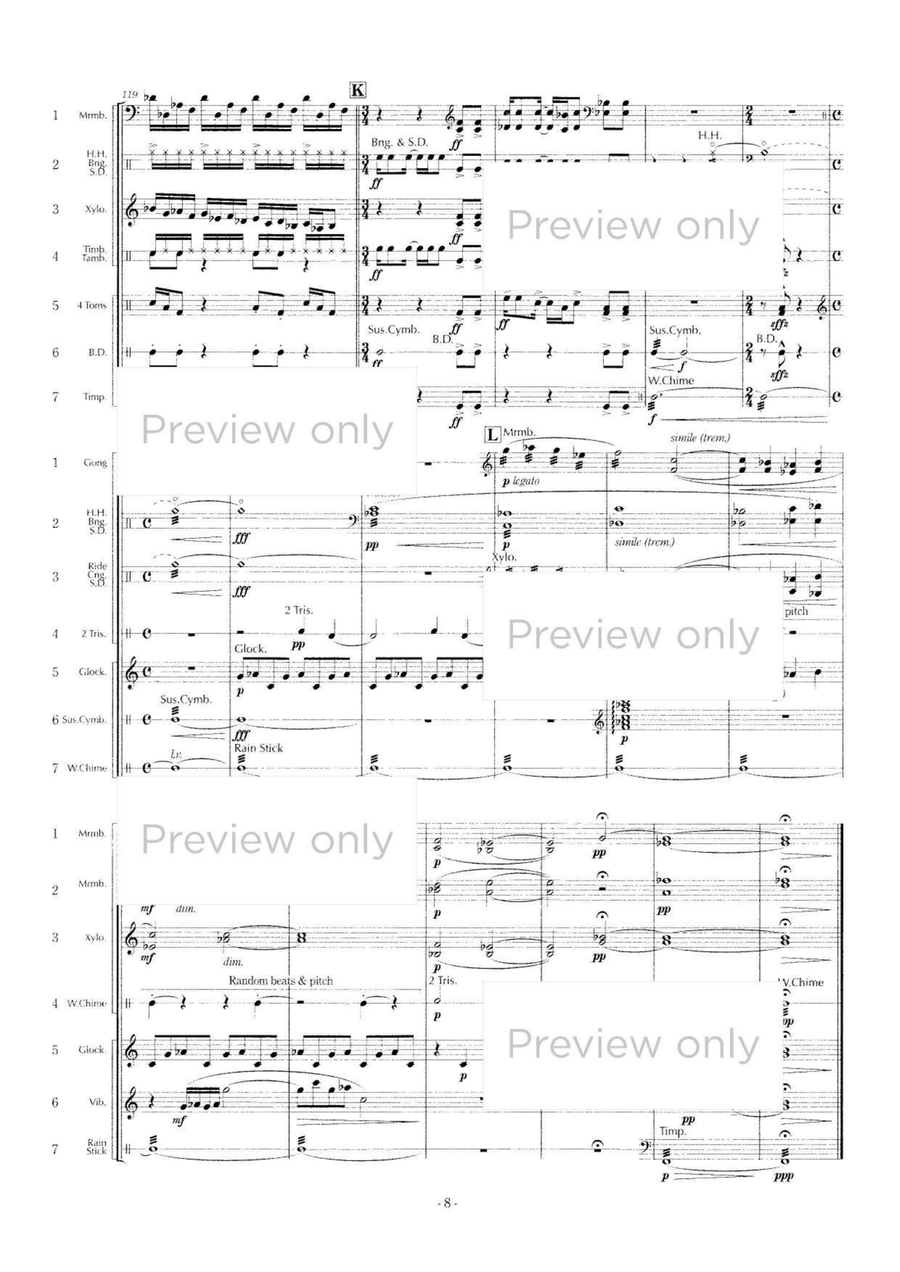 Eternal Times or Drops - Percussion Septet Chamber Music scores gallery preview page 9