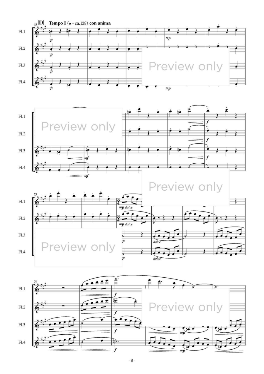 Seen by Grove and Mist - Flute Quartet Flute Quartet scores gallery preview page 9
