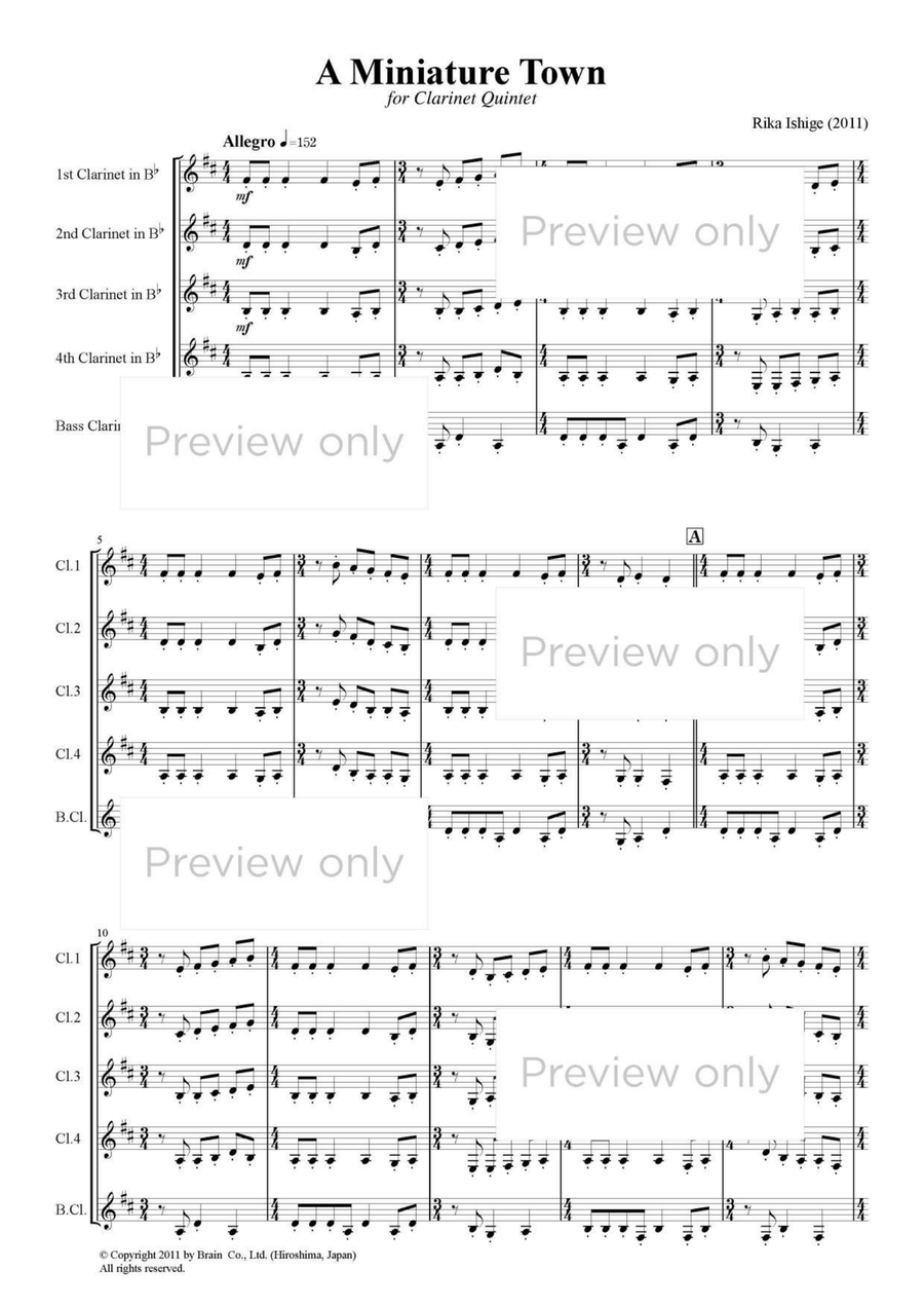 A Miniature Town - Clarinet Quintet Clarinet Quintet scores gallery preview page 2