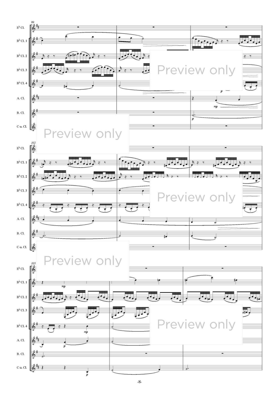 Chaconne from J.S. Bach Partita II for Solo Violin in D minor - Clarinet Octet Clarinet Quartet scores gallery preview page 9