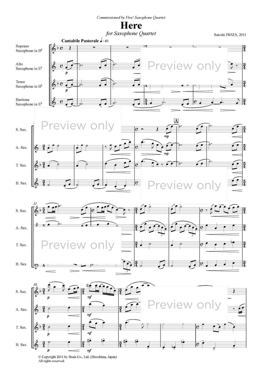 Here - Saxophone Quartet Here - Saxophone Quartet Saxophone Quartet scores gallery preview page 2