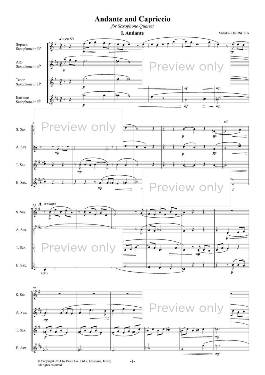 Andante and Capriccio - Saxophone Quartet Saxophone Quartet scores gallery preview page 2