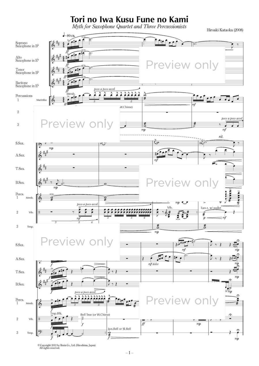 Tori no Iwa Kusu Fune no Kami (Sea Goddess) - Saxophone & Percussion Septet Tenor Saxophone scores gallery preview page 2