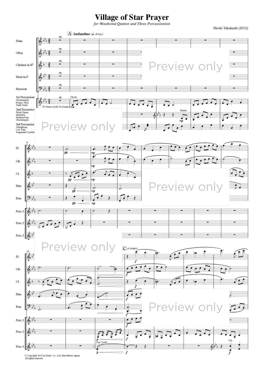 Village of Star Prayer - Woodwind & Percussion Octet Chamber Music scores gallery preview page 2
