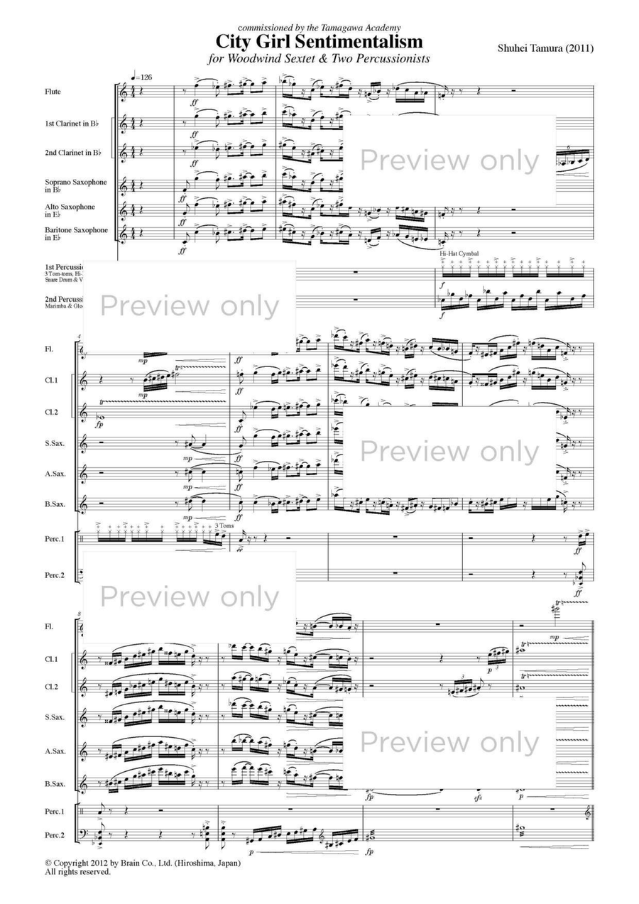 City Girl Sentimentalism - Woodwind & Percussion Octet Chamber Music scores gallery preview page 2