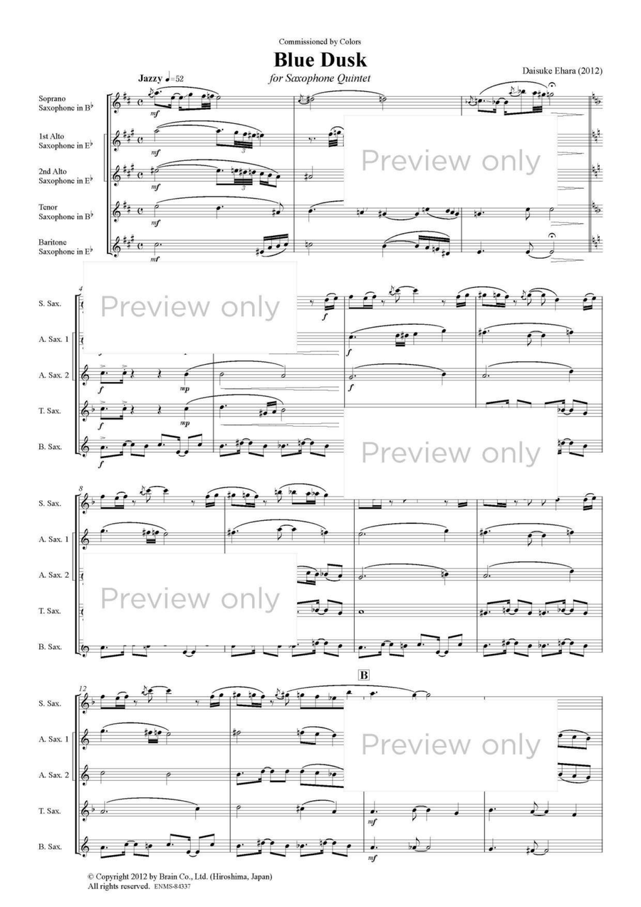 Blue Dusk - Saxophone Quintet Saxophone Quintet scores gallery preview page 2