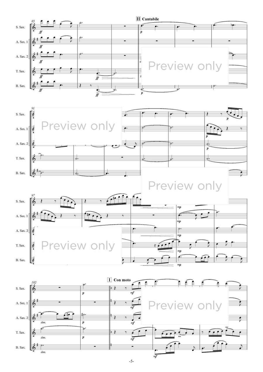 Sakura Song - Five - Saxophone Quintet Saxophone Quintet scores gallery preview page 6