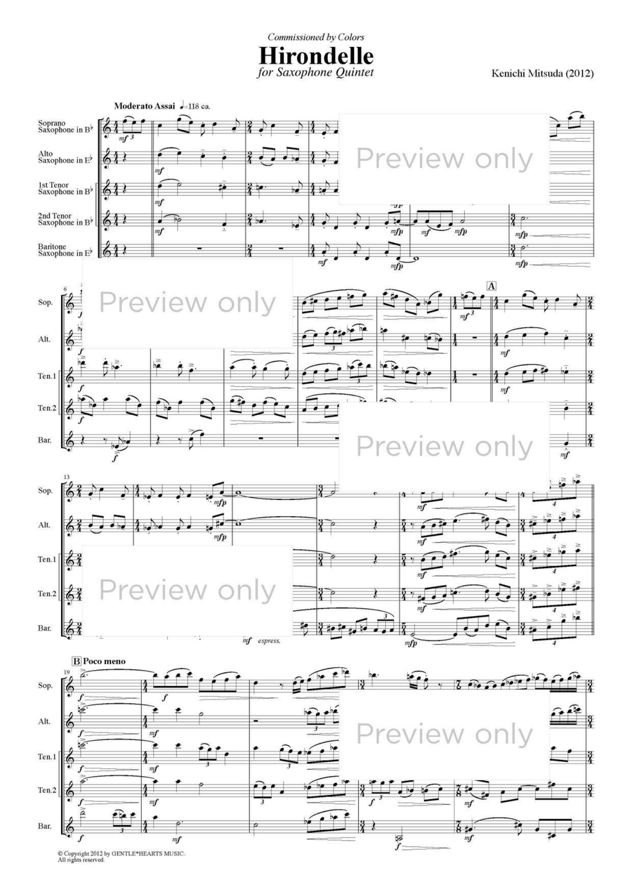 Hirondelle - Saxophone Quintet Saxophone Quintet scores gallery preview page 2