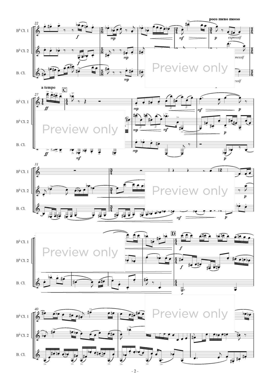 Trois Pièces Brèves - Clarinet Trio Clarinet Trio scores gallery preview page 3