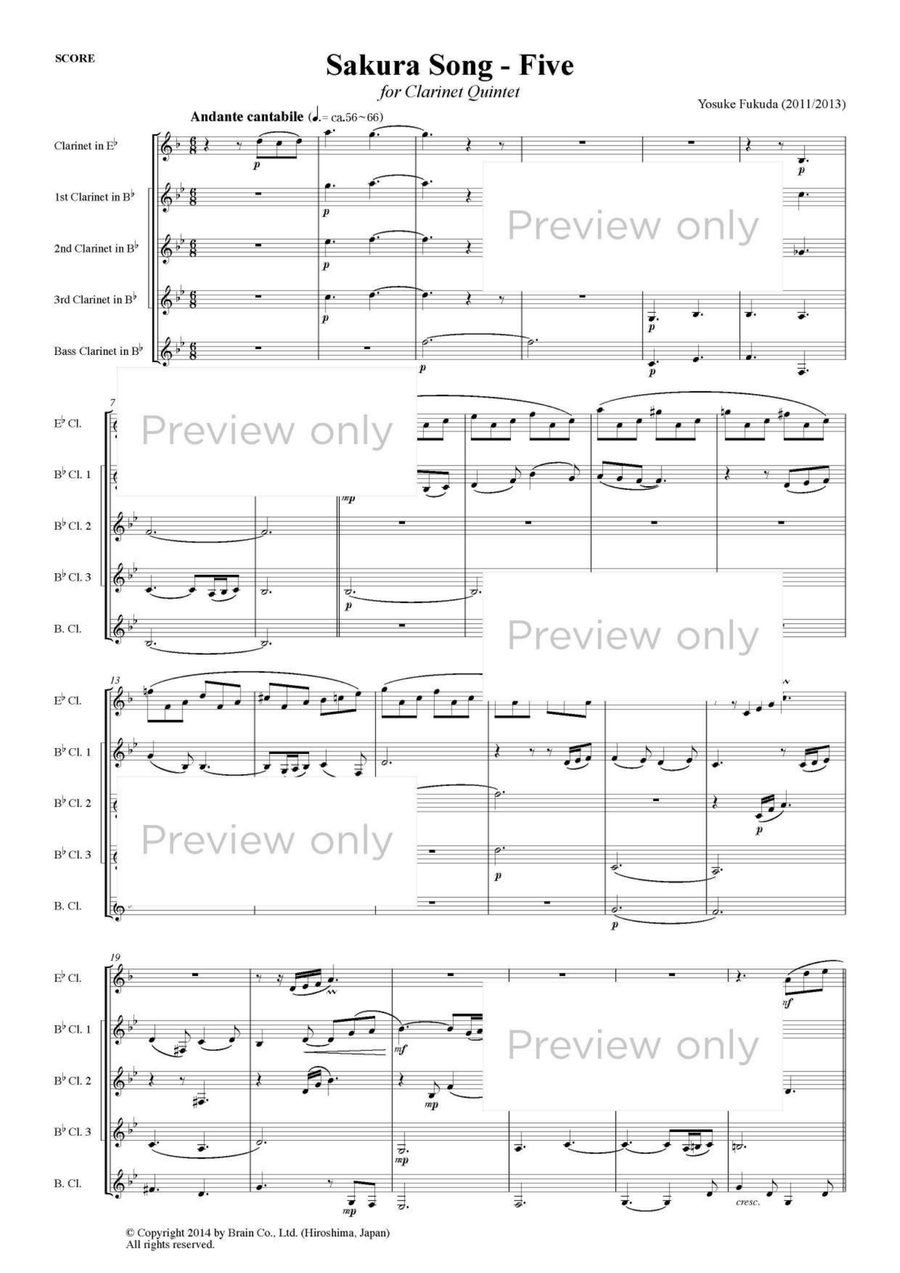 Sakura Song - Five - Clarinet Quintet Clarinet Quintet scores gallery preview page 2