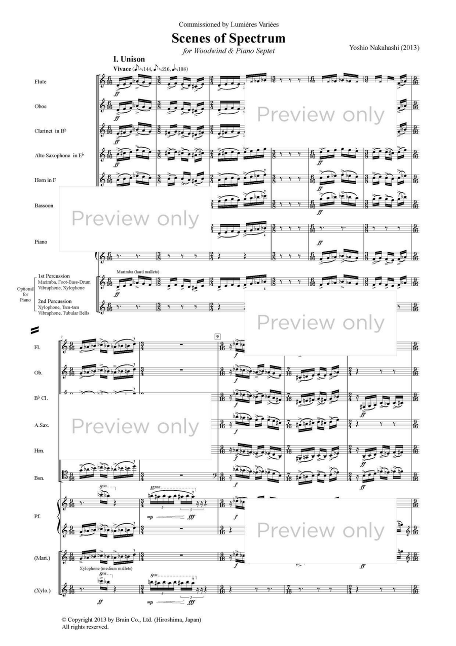 Scenes of Spectrum - Woodwind & Piano Septet Chamber Music scores gallery preview page 2