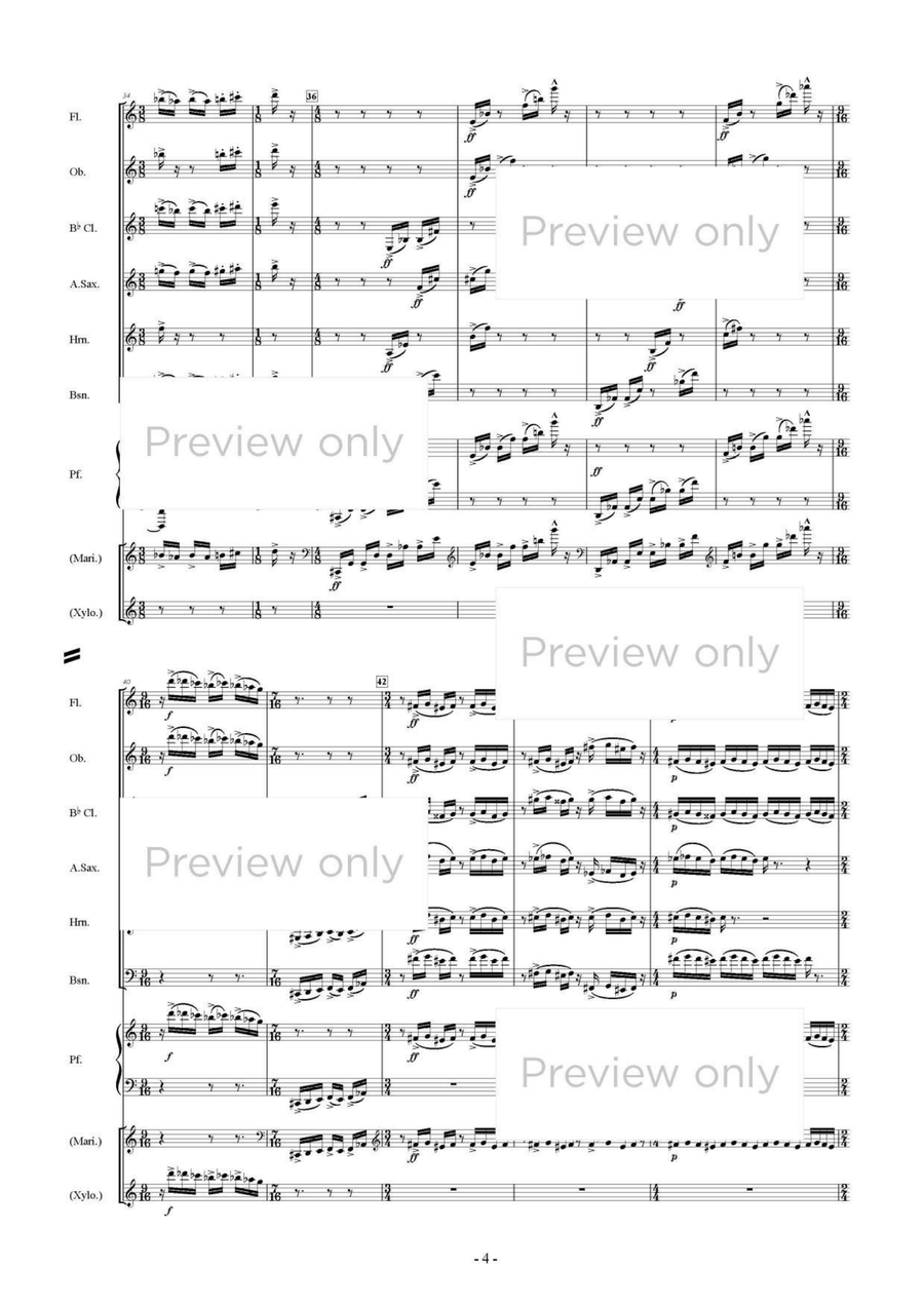 Scenes of Spectrum - Woodwind & Piano Septet Chamber Music scores gallery preview page 5