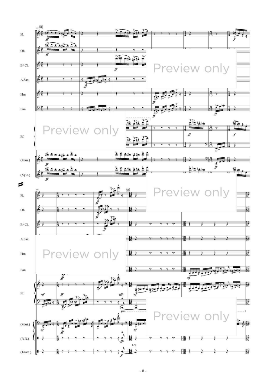 Scenes of Spectrum - Woodwind & Piano Septet Chamber Music scores gallery preview page 7