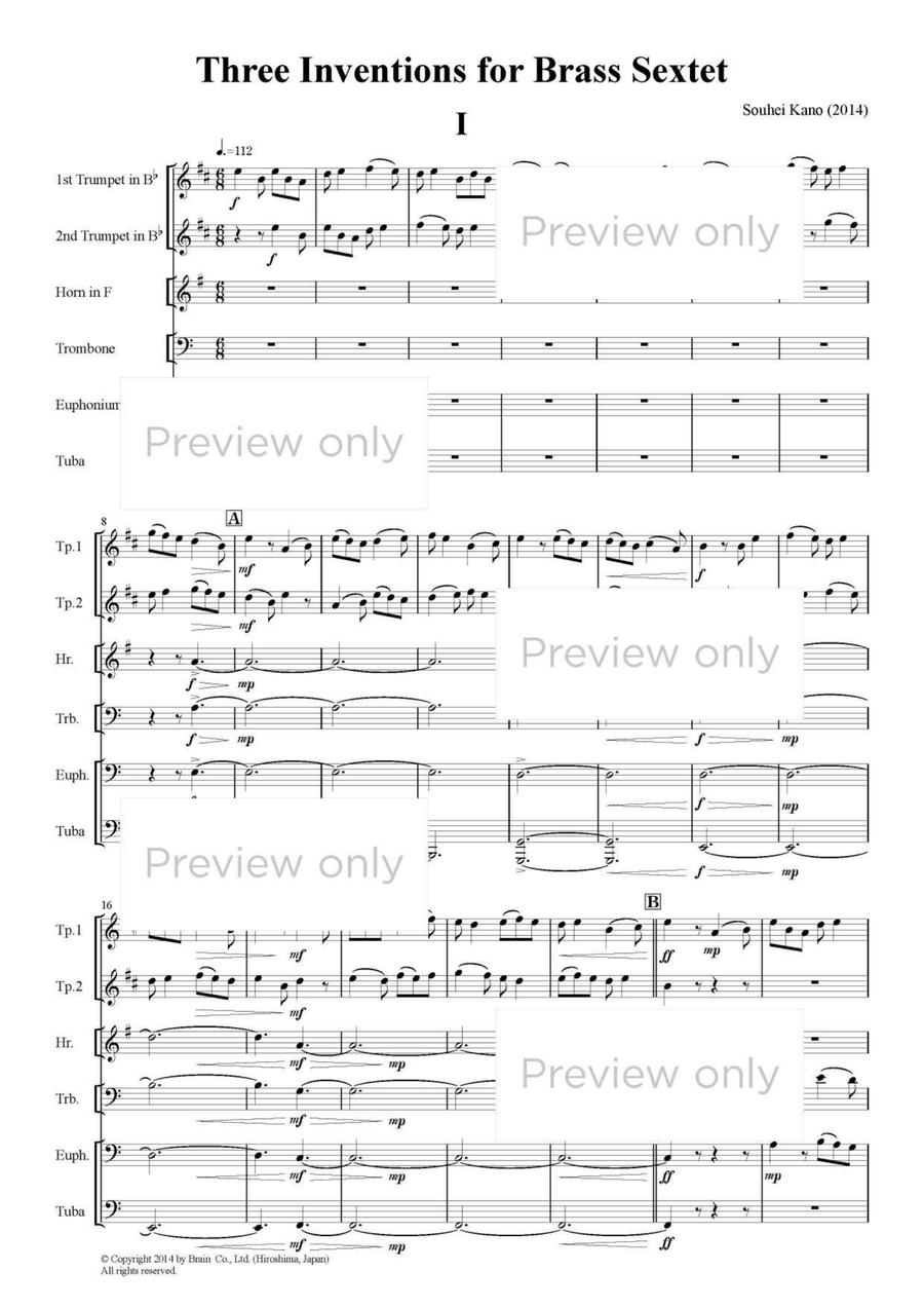Three Inventions for Brass Sextet Chamber Music scores gallery preview page 2