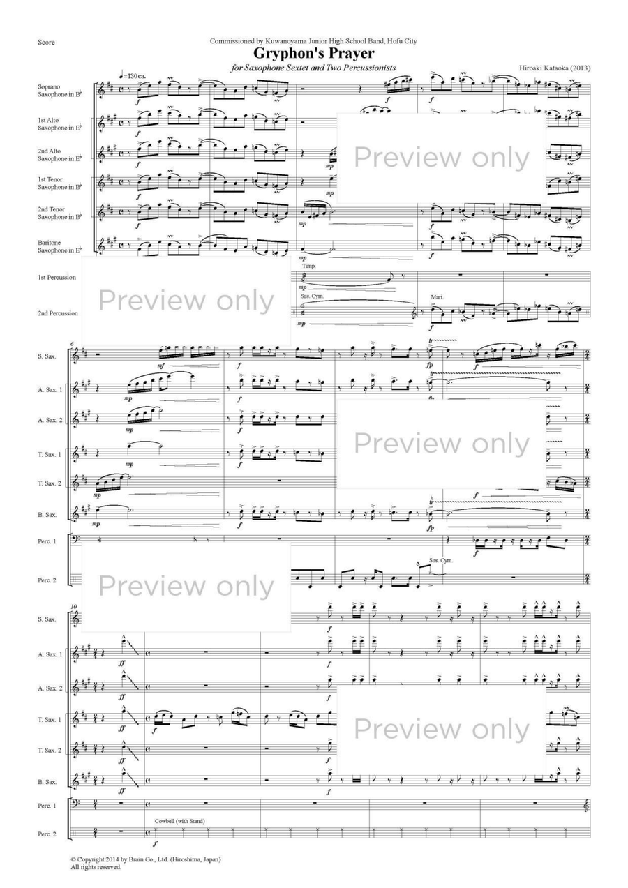 Gryphon's Prayer - Saxophone & Percussion Octet Chamber Music scores gallery preview page 2
