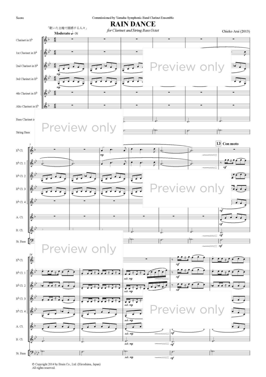 Rain Dance - Clarinet & String Bass Octet Clarinet Quartet scores gallery preview page 2