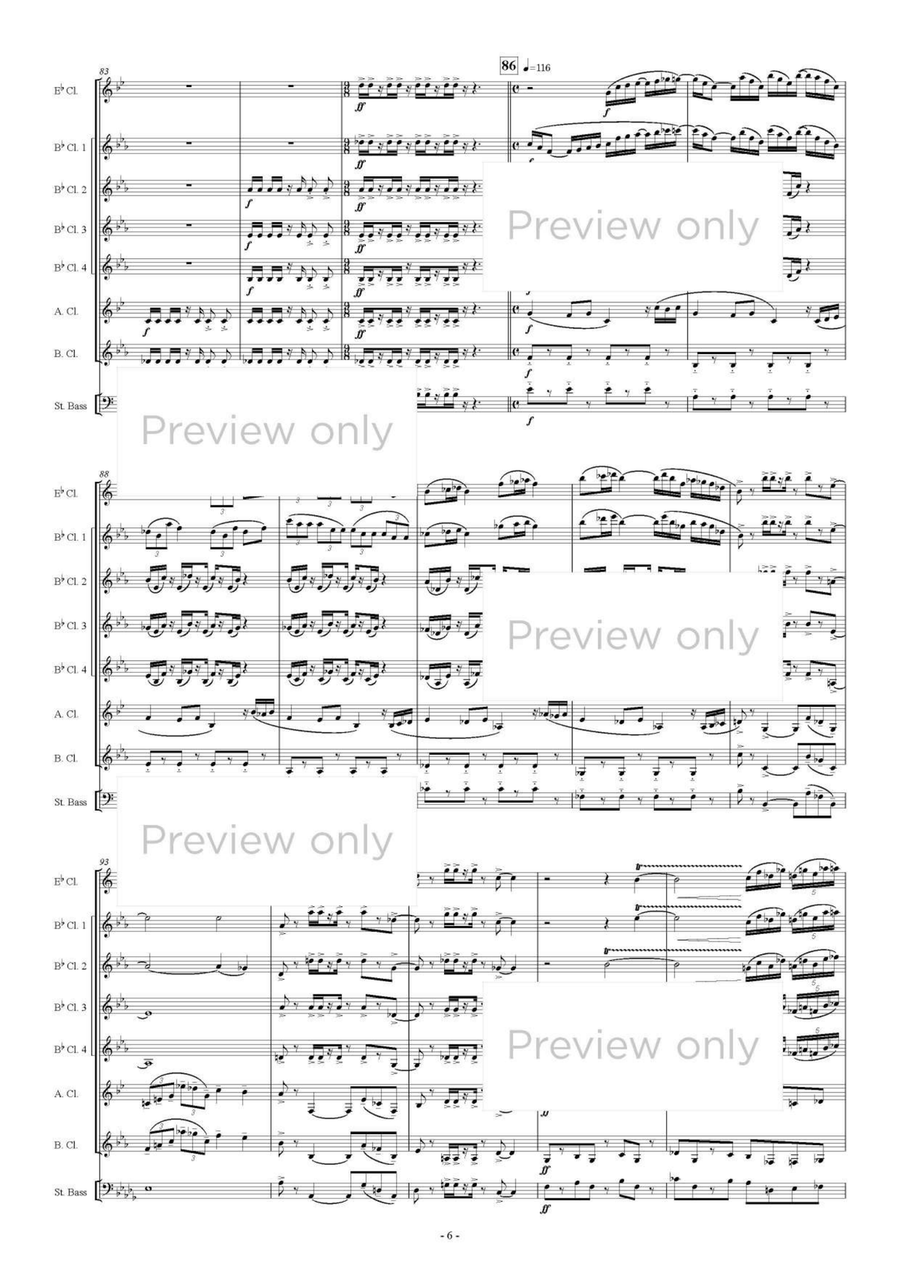 Rain Dance - Clarinet & String Bass Octet Clarinet Quartet scores gallery preview page 7
