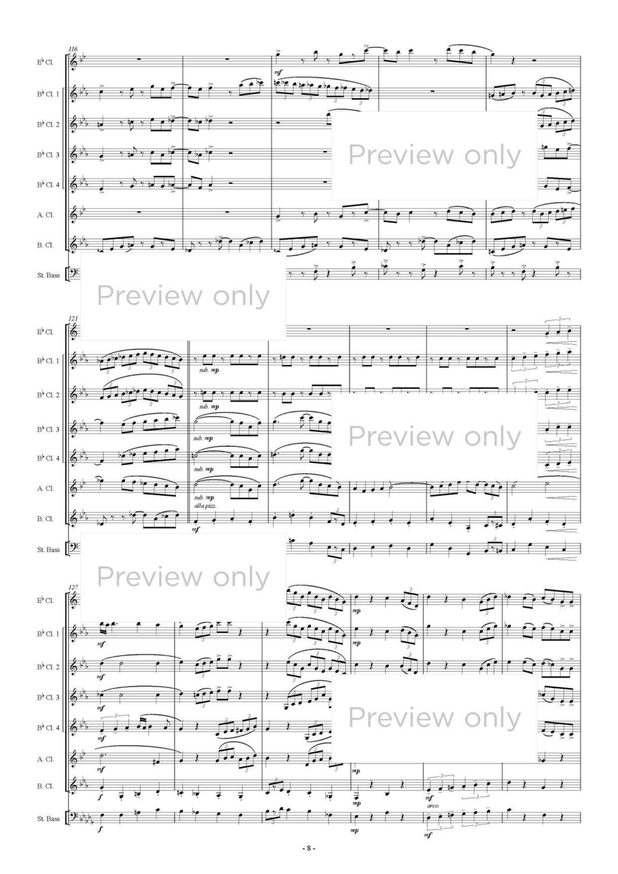 Rain Dance - Clarinet & String Bass Octet Clarinet Quartet scores gallery preview page 9